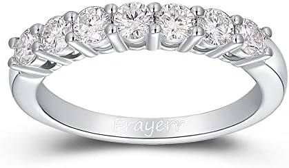 Genuine Moissanite Wedding Set - Brilliant Round Cut 0.70 Carats Moissanite Wedding Band - 7 Stones Stackable Ring for Women - Platinum Plated 925 Silver Ring - Sparkle Moissanite Bridal Ring Set - Gifts For Mother