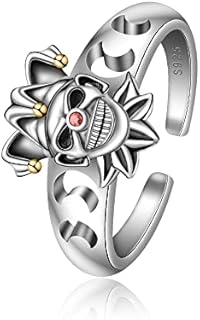 Women's Joker Wedding Ring - Adjustable 925 Sterling Silver Skull and Celtic Knot Design, Hypoallergenic