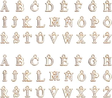 nbeads Buchstaben Anhänger aus Gold für Schmuckherstellung, 52 Stück in 2 Styles und 2 Sets, widerstandsfähiges Material und perfekte Größe für Halsketten oder Armbänder und Geschenkideen