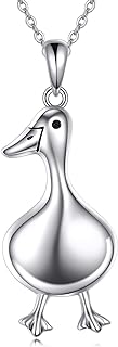 Sterling Silver Duck Pendant Necklace with C-Link Chain for Women and Girls, Charming Duck Shaped Jewelry Gift