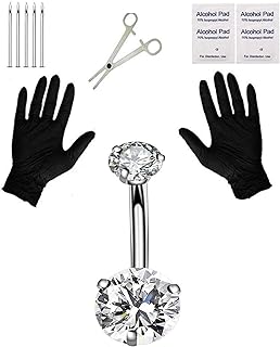 14G Stainless Steel Belly Piercing Kit with Double-Headed Zircon Design for Belly Button Ring Fashionistas