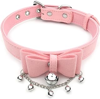 Succuba Padlock Choker Collar Necklace Lolita Pink Collar Choker Kitty Velvet Necklace with Lock and Key for Women and Men