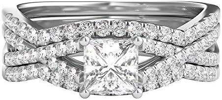 1 ct. Tw. Princess Cut Cubic Zirconia Bridal Ring Set in 10k,14k,18k Gold for Women with Adjustable Size