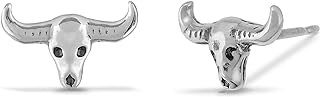 Boma Jewelry Sterling Silver Longhorn Bull Steer Cow Skull Stud Earrings