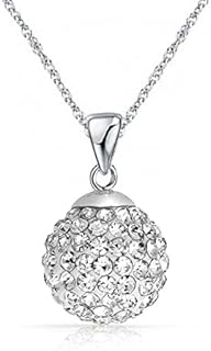 Crystalline Azuria Crystals Solid Silver S925 Disco Ball White Pendant Necklace for Women 18 inches for Women