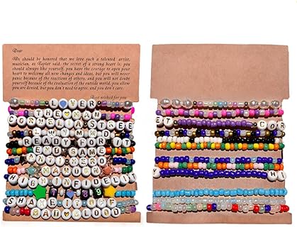 Inspirational Beaded Friendship Bracelets with Slide Clasp, Bead Chain - The Perfect Gift for Music Lovers with Polymer Clay Album-Themed Design