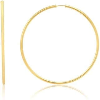 Solid 14k Gold Hoop Earrings for Women | 2mm Tube Yellow Gold Hoop Earrings 14k Real Gold | Flex Continuous Hoop Gold Earrings by MAX + STONE