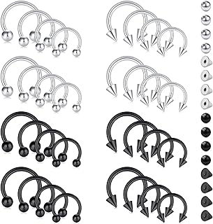 D.Bella 16G 14G Horseshoe Rings Surgical Steel Nose Septum Horseshoe Hoop Earring Eyebrow Tragus Lip Rings Daith Helix Piercing Jewelry for Women Men 6-12mm Smily Piercing Jewelry