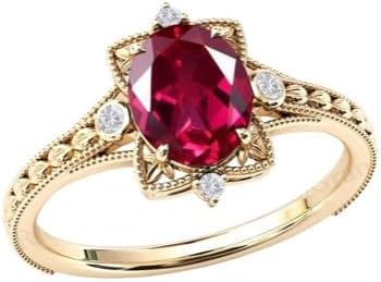 3.5 CT Gold Ruby Engagement Ring Art Deco Ruby Wedding Ring 925 Silver Ruby Wedding Rings Antique Ruby Bridal Anniversary Promise Rings For Women
