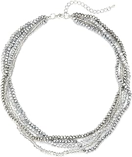 Noessla Multi-layer Crystals Beaded Choker Necklace for Women Colorful Boho Statement Necklace Trendy Costume Party Jewelry Mothers day Gifts for Mom