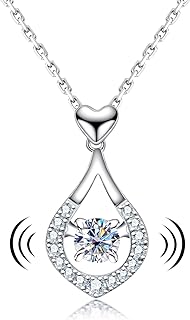Moissanite Pendant Necklace for Women D Color VVS1 Clarity Round Brilliant Cut S925 Sterling Silver Dance Pendant, Gift for Her Mom Wife with Certificate, 45+2+3cm Adjustable Chain