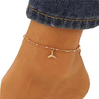 YienDoo Boho Layered Flower Anklet Bracelet Gold Tiny Rhinestone Satellite Chain Flora Pendant Ankle Chain Minimalist Hawaiian Beach Flower Foot Chain Jewelry for Women and Girls
