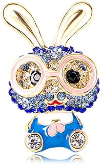 Cute Rhinestone Bunny Rabbit Brooch Pin for Women Girls Unisex Gold Plated Crystal Animal Bunny Pet Brooches Lapel Pins Dainty Graduation Honors Day Easter Holiday Jewelry Gift for Daughter Teacher Students