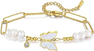 YeGieonr Gold Bracelets for Women Trendy, Charm Bracelet with 18k Gold Plated, Stainless Steel Jewelry Gifts for Women