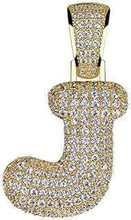 Bubble Letter Necklace Gold Silver Initial Necklaces 14K Gold Plated Personalized Custom Name Diamond Letter Chain Necklace for Men