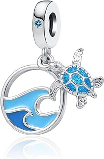 YSAHan Gold Elephant Charm Bracelet with Synthetic Crystal & Enamel, Metal Copper Chain - Sea Creatures Design