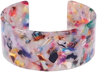Tortoise Wide Cuff Bangles Acrylic Resin Open Bangle Bracelets Adjustable Colorful Acetate Decoration Floral Leopard Print Statement Bracelets for Women Girls Female Charm Party Jewelry