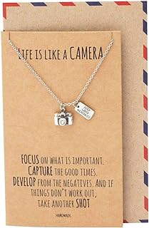 Cute Vintage Camera Pendant Necklace, Lobster Clasp Cable Chain, Photography Gift for Women and Teens, Adjustable Length, Pewter & Stainless Steel