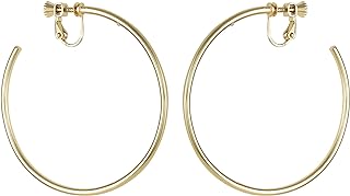 Vince Camuto Gold-Tone Large Clip-On Hoop Earrings with Brass Clasp for Women in Open Design