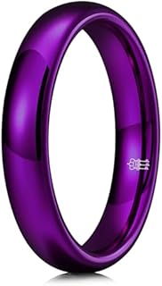 High-Polished Dome Tungsten Men's Wedding Ring in Royal Purple - Comfort Fit, Versatile Design, Scratch-Resistant