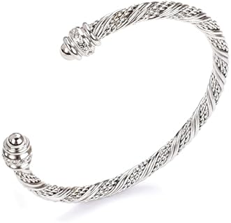 AZR Bracelets for Women Cable Wire Cuff Bangle Stainless Steel Two Tone Twisted Knot Adjustable Vintage Bracelets Jewelry
