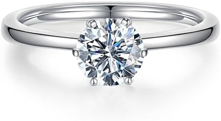 Moissanite Rings for Women - 1-3ct Round D Color VVS1 Clarity S925 Sterling Silver Lab Created Diamond Engagement Rings 6 Prong Knife Edge Moissanite Solitaire Rings for Women Wife Gifts