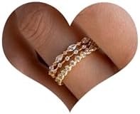 Kainier 3PCS Stackable Gold Rings for Women 1mm 14K Gold Plated Dainty Thin Pinky Rings for Women Girls Non Tarnish CZ Band Classic Cute Stacking Thumb Knuckle Ring Comfort Fit Size 5 to 10