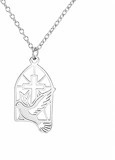 Religious Faith Holy Spirit Cross Dove Pendant Charm Necklace Jewelry for Women Gifts