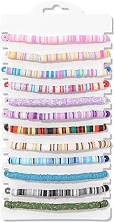 Buckle Clasp Polymer Clay Bead Friendship Bracelets with Bead Chain for Men and Women, Boho Surfer Heishi Design, Colorful Summer Jewelry