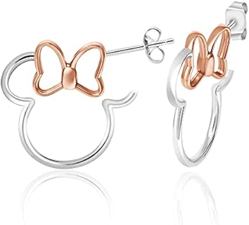 Disney Womens Minnie and Mickey Mouse Outline Hoop Earrings - Mickey Mouse Earrings - Minnie Mouse Earrings - Disney Jewelry