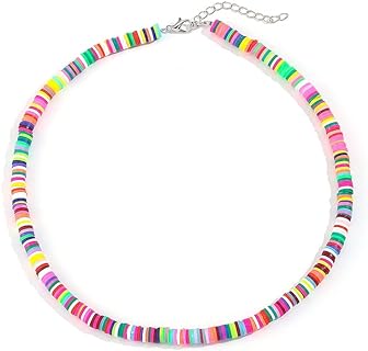 Heishi Surfer Choker Rainbow Beaded Choker Necklace Boho Disc Vinyl Necklace Puka Personalized Beach Summer Collar Jewelry for Women and Girls