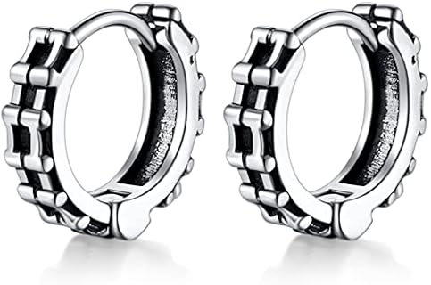Retro Vintage Stainless Steel Biker Chain Style Huggie Hoop Cocktail Party Earrings