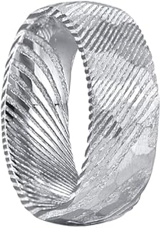 NUNCAD Damascus Ring for Men 8mm Black/Gold/Silver Hammered Finished Engagement Wedding Bands Thumb Ring Jewelry Gifts for Boys Father's Day Size 7-12