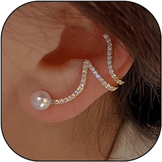 Elegant Pearl Cuff Earrings with Push Back for Women, Gold Pearl Ear Cuff Design, Ideal Jewelry Gift for Girls - Metal Material, No Gemstone