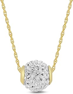 Amazon Collection 10k Crystal Slide Ball Pendant Necklace, 18"