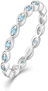 Guesma Size 6 Stackable Ring with Created Amethyst in Sterling Silver, Interwoven Eternity Band Design for Women