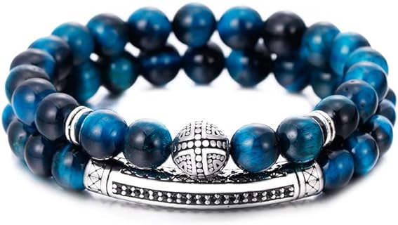 BOMAIL Men Women 8mm Tiger Eye Stone Beads Bracelet Elastic Natural Stone Yoga Bracelet Bangle Fashion Jewelry Gifts