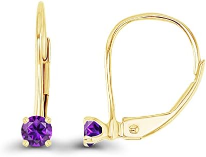 14k Gold Plated 925 Sterling Silver 3mm Round Hypoallergenic Genuine Birthstone Leverback Earrings
