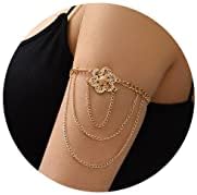 Lobster Claw Clasp Rhinestone Flower Cuff Bracelet, Adjustable Alloy Arm Band for Women, Scorpion Design