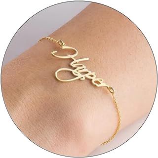 MLUHKEE Custom Bracelet for Women - 14K Gold Plated Adjustable Name Anklet Bracelets Personalized, Customized Bracelet Birthday Gift for Women Girls