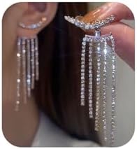 Trendy Gold Long Tassel Earrings Simple Chandelier Tassel Chain Dangle Drop Earrings Bridesmaid Wedding Party Jewelry for Women Teen Girls