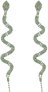 Lever Back Snake Dangle Earrings with Cubic Zirconia for Women, Punk Vintage Silver & Gold Design