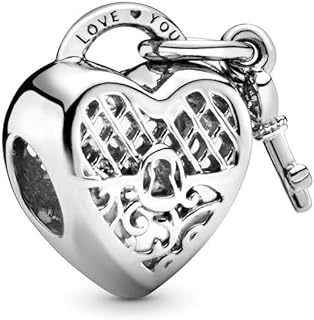 Feitery Heart Charm Bracelet, Sterling Silver Pandora Compatible with Cubic Zirconia Gems, Mother's Day Gift for Women