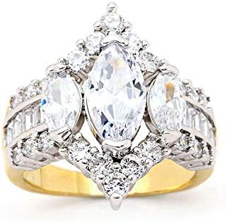 Elegant UFOORO 3-Stone Cubic Zirconia Engagement Ring, Royal-Inspired, with Created White Sapphire, in Copper, 18K Gold and Rhodium Plating, Sizes 5-10, Ideal for Special Occasions