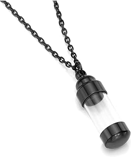 Zysta Personalized Engraving Acrylic Cylinder Urn Necklaces for Ashes Clear Glass Tube Vial Creamation Necklace Custom Ash Urns Locket Pendant Keepsake Memorial Jewelry