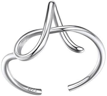 Personalized Stackable Initial Rings in 925 Sterling Silver with Twisted Design for Women and Girls, Hypoallergenic, Adjustable Size 6-12, Perfect Gift for Loved Ones