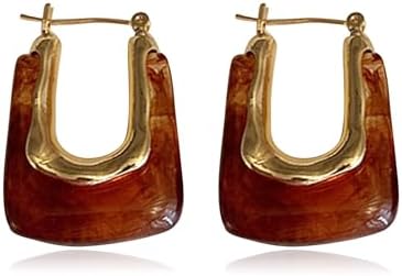 Chunky Hoop Earrings Clear Acrylic Earrings Gold U Hoop Geometric Earrings for Women Christmas Gifts