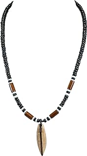 BlueRica Wood Surfboard on Coconut Shell Beads Necklace