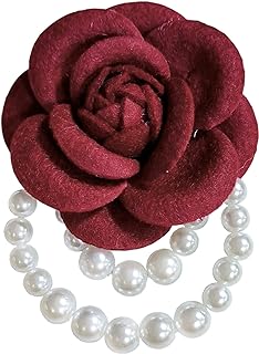 tenghong2021 Elegant Camellia Flower Faux Pearl Brooch Pin For Women Girls Vintage Bow Floral Pin Pearl Clothing Bag Scarf Decoration Accessories