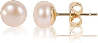Lever Back Sterling Silver Plated Gold Pearl Stud Earrings, AAA+14K Gold Freshwater Pearls, Elegant Gift for Women, Stud Design